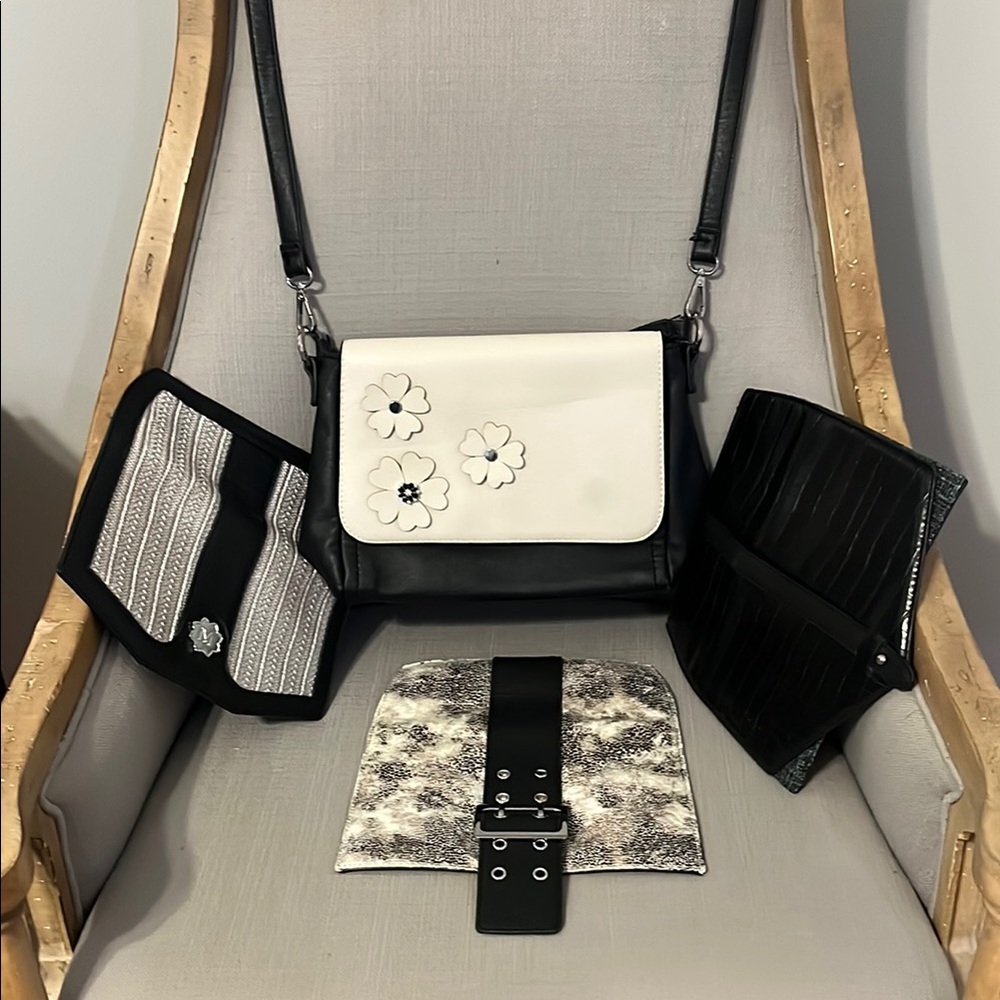 Floral Black and White Women's Bag